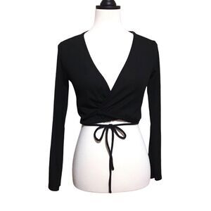 Active‎ USA Black Wrap Crop Top S